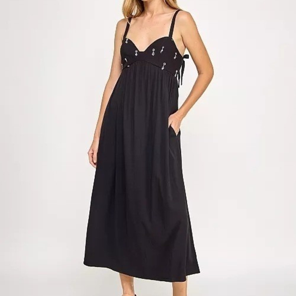 Beauty & Grace Embellished Sleeveless Midi Black Dress Juniors XS NWT